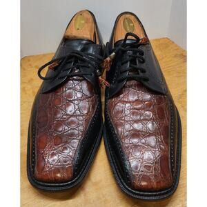 Mezlan Genuine Dress Shoes Crocodile Vamp SIZE 11.5 EUC